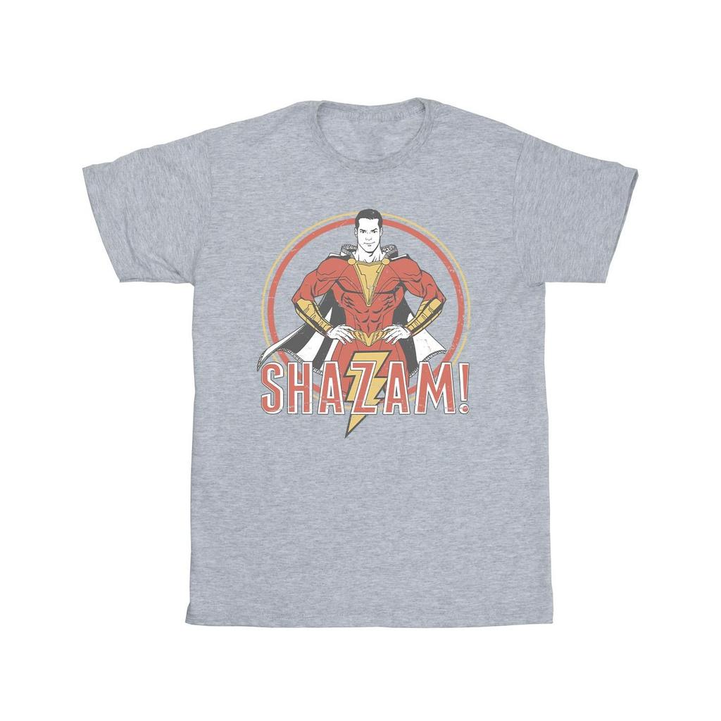 DC Comics Mens Shazam Retro Circle Distressed T-Shirt