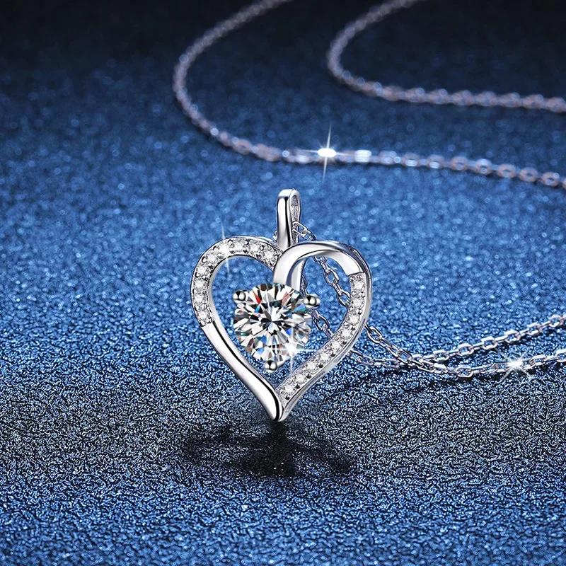 Heart Necklace 100% 925 Sterling SilverColor  Pendant Necklace For Women Sparkling Wedding Party Fine Jewelry 2025