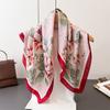 Sweet National Style Printing Simulation Silk Scarf Square Scarf High-End Shawl Versatile Neck Small Square Scarf Headscarf Scarf Women