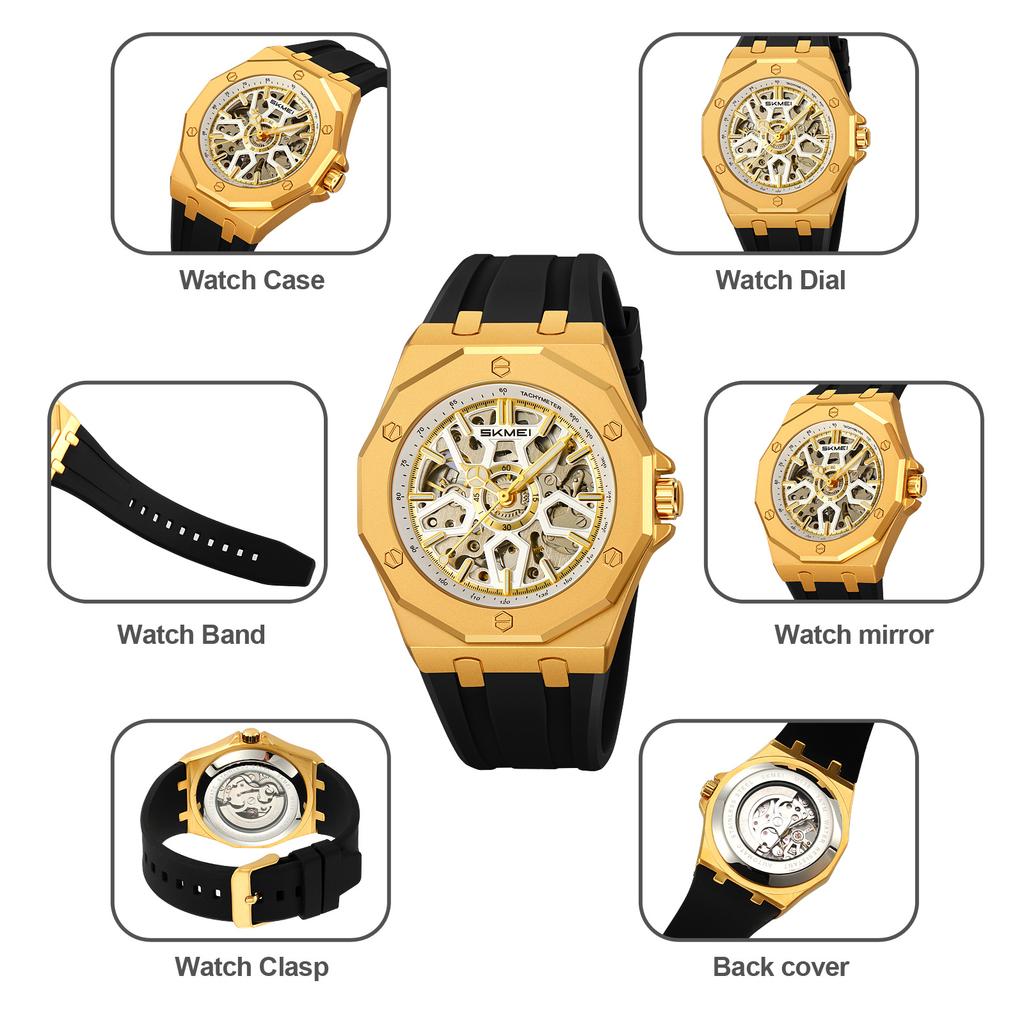 Mechanical Sport Design Bezel Fashion Watch Mens Watches New Montre Homme Clock Men Automatic Skeleton