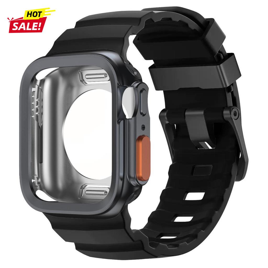 Силиконовый ремешок + ТПУ чехол для Apple Watch 11 10 46 мм Ultra 3 2 49 мм SE3 SE2 44 мм 45 мм Ремешок для iWatch 11 10 9 Ultra 8 7 SE 6 5 4