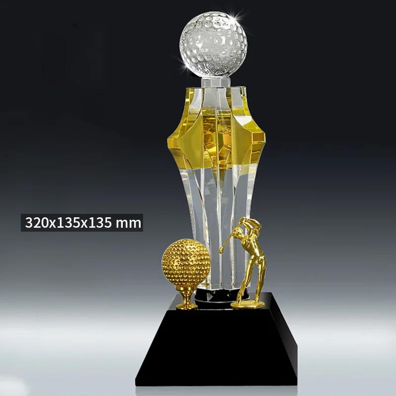 Customized High-End Sports Golf Crystal Trophy, One shot Hole, Competition Award Medal, New Home Decoration, Free Engraving, 1Pc