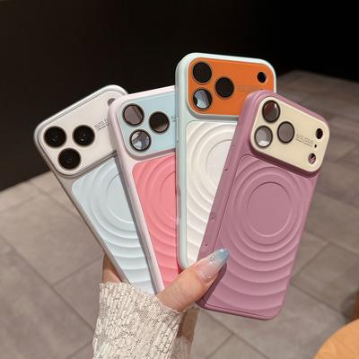 Магнитный узор «рябь» подходит для чехла для мобильного телефона iPhone18ProMax Apple 16 контрастного цвета простой с большим окном защитный чехол