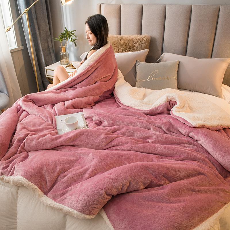 Шерстяное одеяло, сохраняющее тепло, зимние одеяла, двухстороннее королевское пододеяльник, покрывало для кемпинга, покрывало на кровать