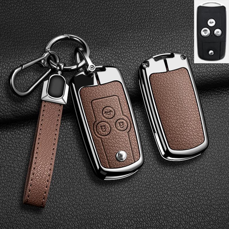 Car Flip Key Case Cover for Honda Civic Fit Accord CRV HRV Jazz Odyssey for Acura TL TSX ZDX RSX CRZ Zinc Alloy Leather Keychain