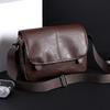 Men's Crossbody Bag Soft Leather Shoulder Bag Business Small Satchel Student Messenger Bag