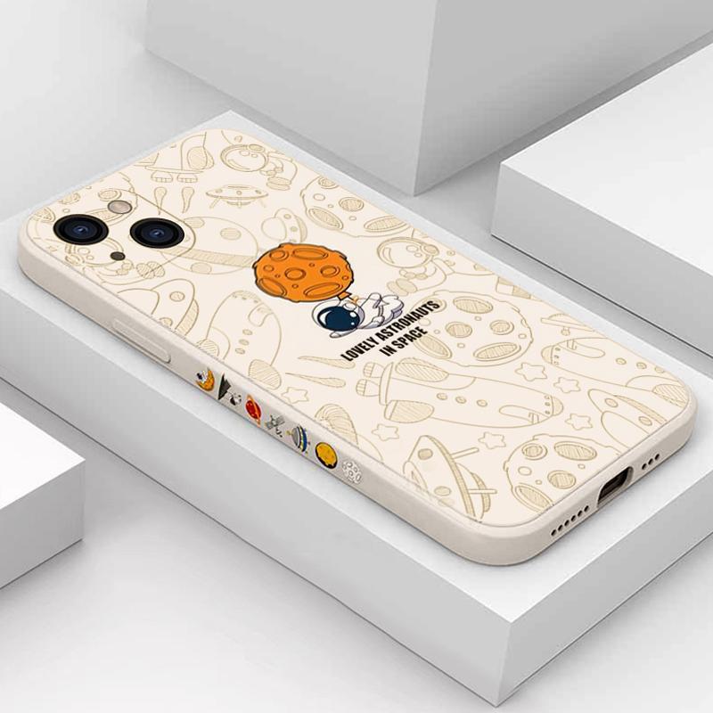 Креативный дизайн астронавт силиконовый мягкий чехол для iPhone 16 Pro 15 Pro Max 14 Pro 13 12 11 X XR XS 8 7 Plus SE 2020