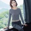 A New, Tight-fitting, Short, and Long-sleeved Knitted Sweater with A Round-neck and Striped Design for Autumn and Winter