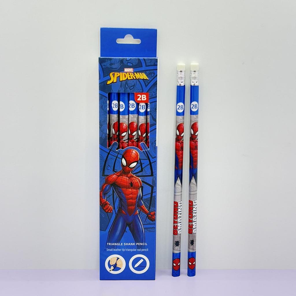 12-Piece Cartoon Triangular 2B Pencils with Eraser Head for Students