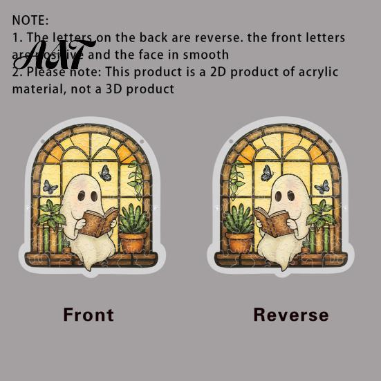 Indoor Outdoor Holiday Decoration Halloween Ghost Acrylic Puzzle Suncatcher, Colorful Window Hanging Ornament, Stained Autumn Harvest Home Decor