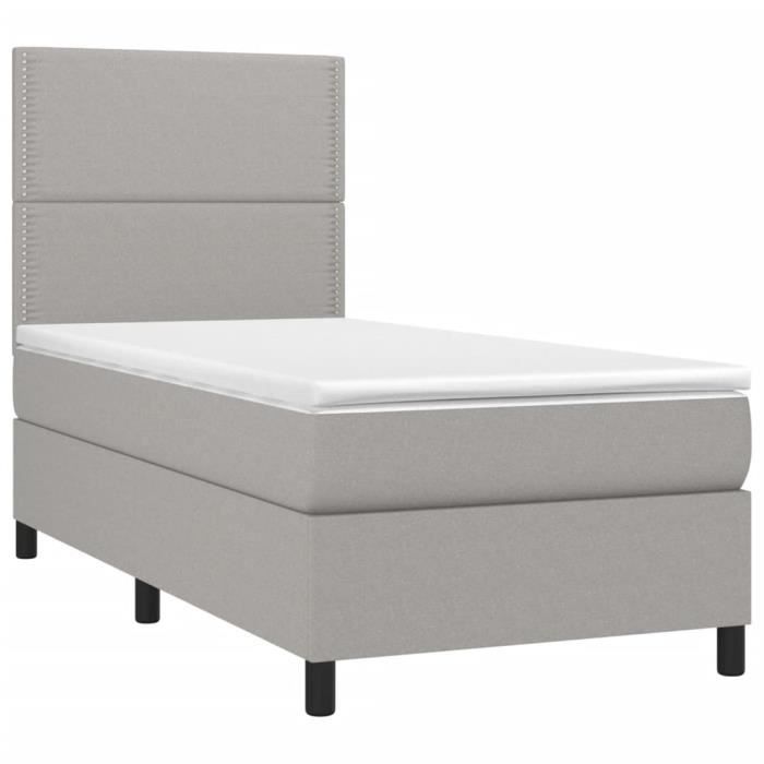 3141657 vidaXL Divan Bed and Mattress Light Grey 90x190 Cm Fabric