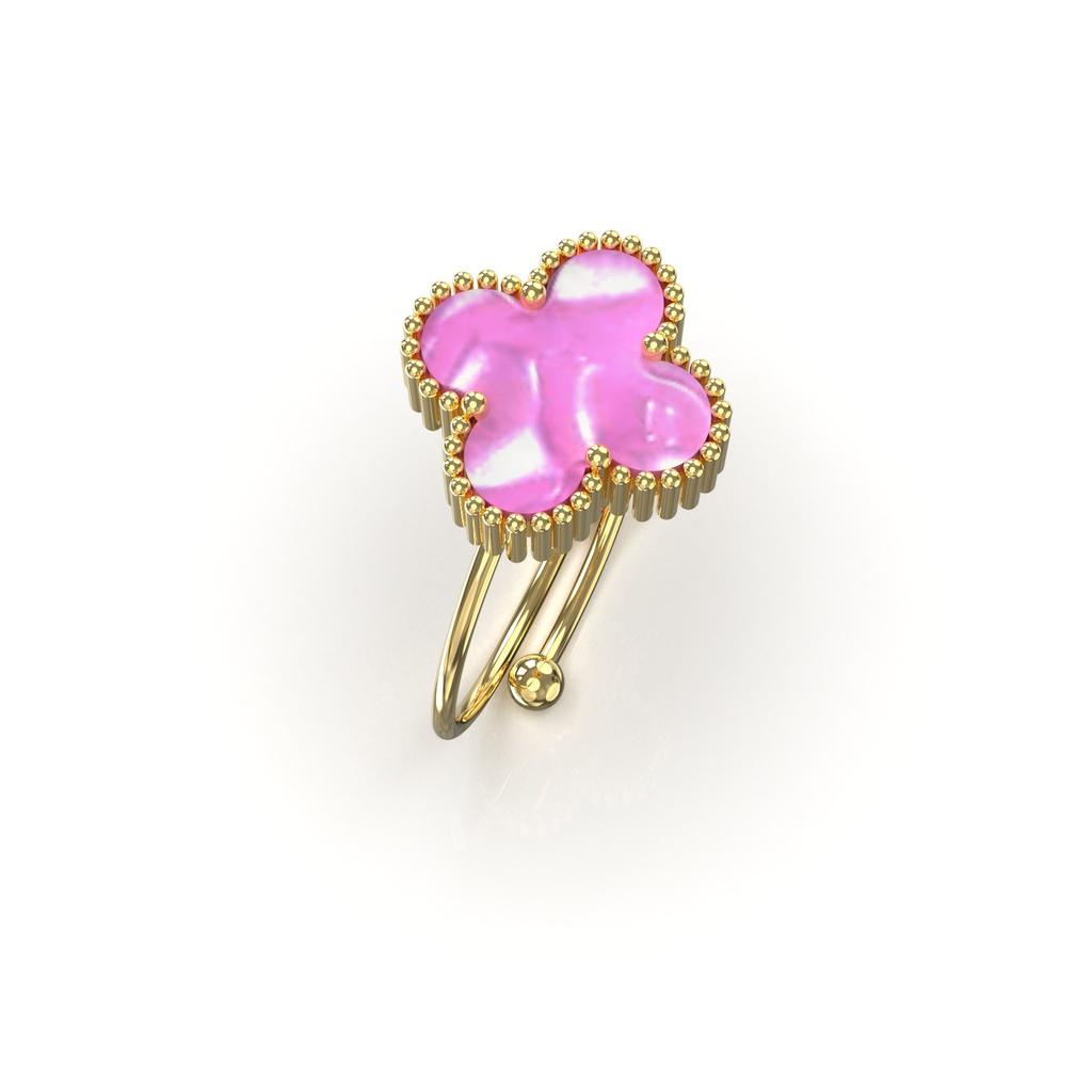 Petal Four-leaf Clover Titanium Steel Mother-of-pearl Ring Female Adjustable Finger Ring Niche Small Fresh Small Design Index Finger Ring