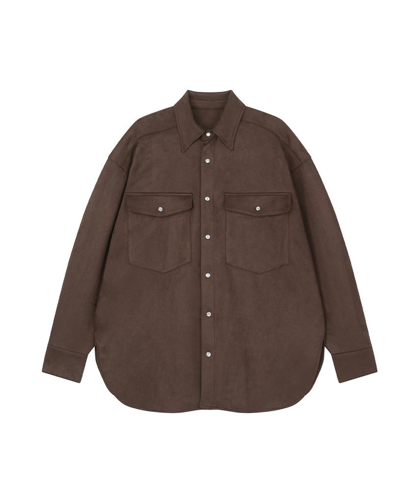 MIDNLOW Suede Shirts Jacket (Brick)_Suede Jacket