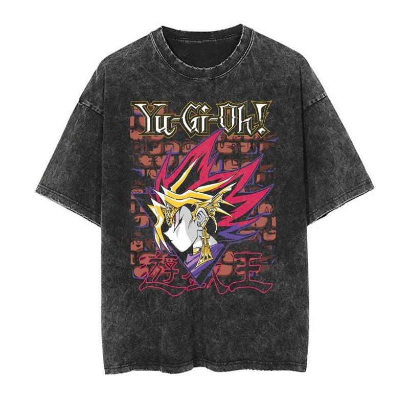 Japan Anime Yu Gi Oh BlueEyes White Dragon Cool Print Tshirt Unisex Unisexga Cotton Tshirts Vintage Washed Tee Harajuku Unisex T Shirt