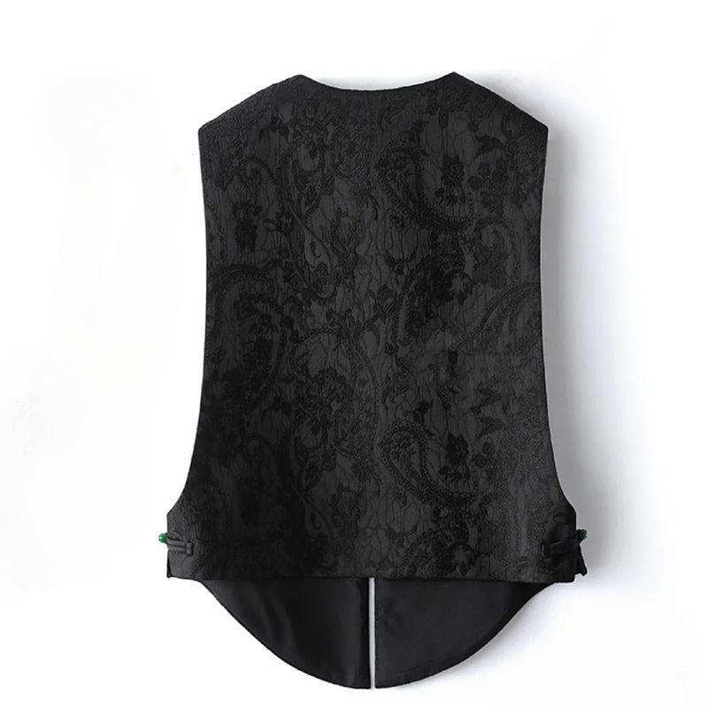 Vintage Style Vest with Buckle and Spring Elegant Floral Design – for Women's High-end Outfits