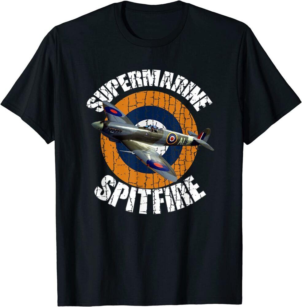 Supermarine Spitfire RAF Боевой самолет Военный Самолет ВМВ Унисекс Футболка - Мужская Летняя Хлопковая Футболка с Графическим Принтом