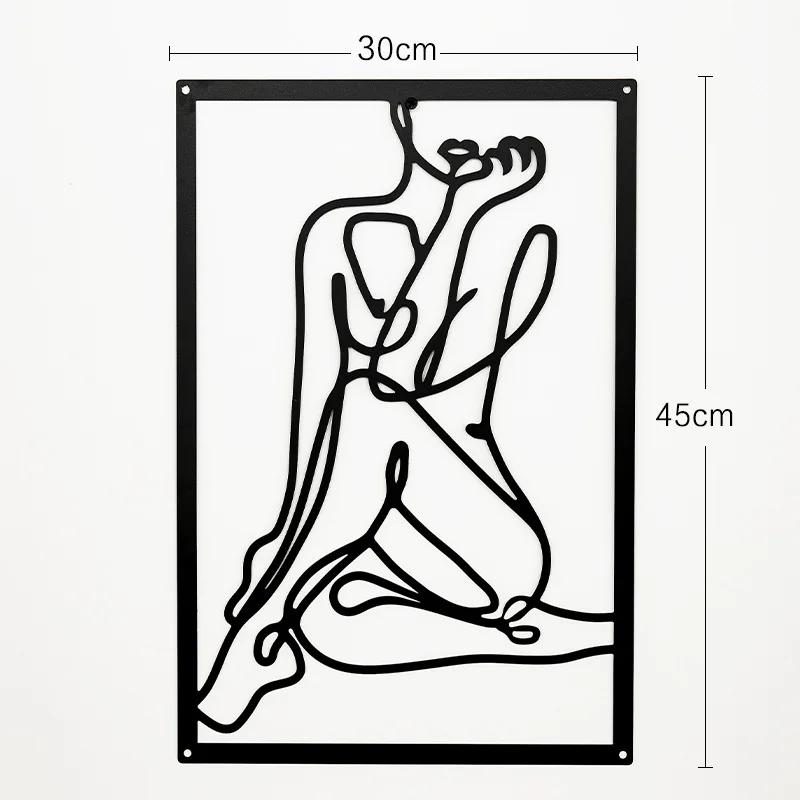 Modern Simple Abstract Female Line Decoration Background Wall Living Room Wall Decoration Hanging Painting Metal Material