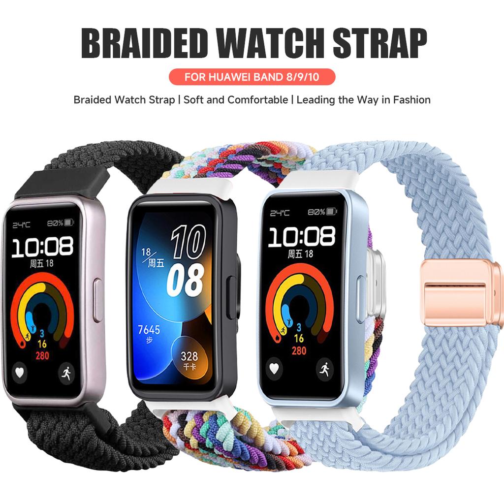 Нейлоновый ремешок для Huawei Band 10 9 8 Плетеный удобный Магнитная застежка Регулируемый ремешок для часов для Huanwei Band 10/9/8 Аксессуары