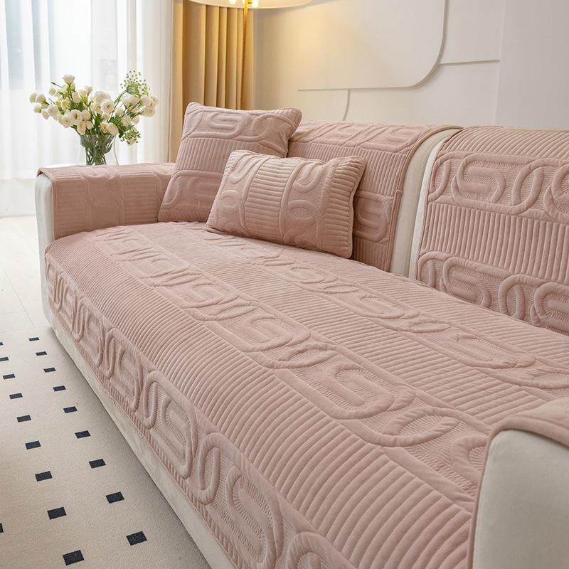Подушка для дивана в кремовом стиле Four Seasons Universal Non-Slip Light Luxury Cushion Plush Non-Slip All-Inclusive Sofa Cover