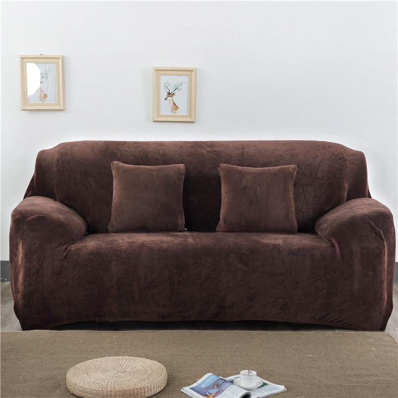 Thicken Plush Elastic Sofa Covers for Living Room Sectional Corner Furniture Slipcover Couch Cover 1/2/3/4 Seater Solid Color