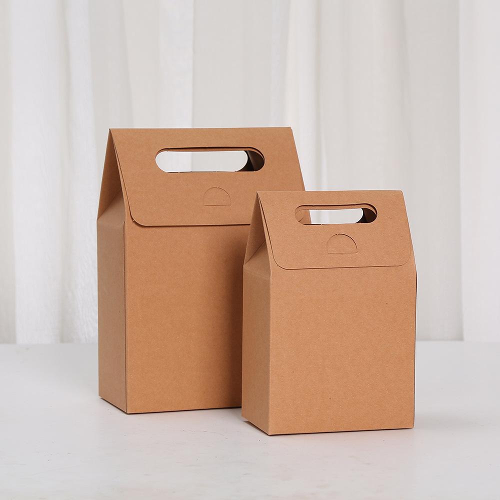 6/10pcs Recycled Cardboard Party Favor Paper Gift Bags for Birthday Party Cookies Pastries Small Business Packing