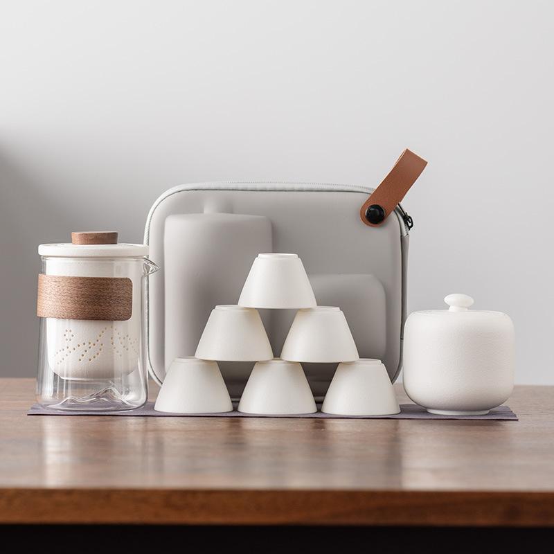 Travel tea set, business gift, glass outdoor pot 2346 ceramic express cup, teapot