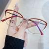 New Fashion Trend Eyeglasses Frame Retro Metal Spring Leg Optical Frames Personalized Women C Anti Blue Light Glasses