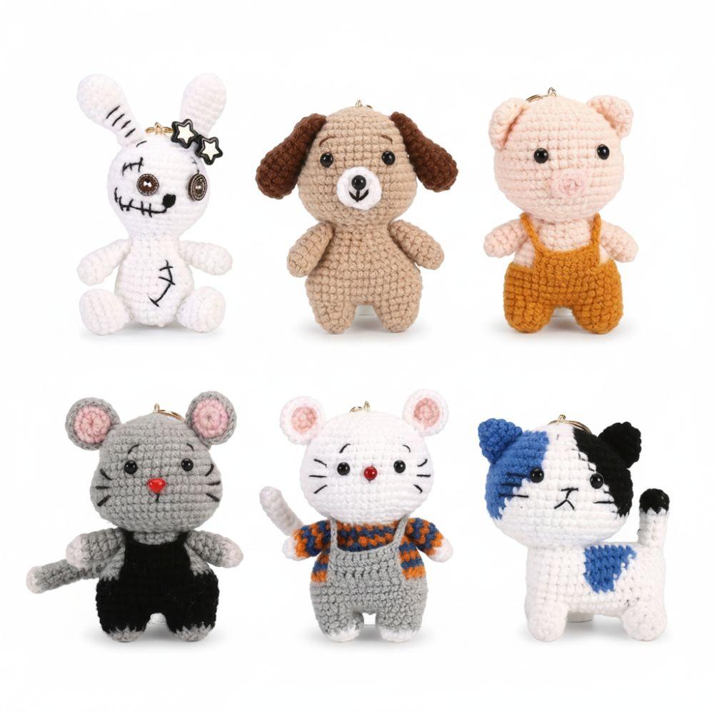 Backpack Charm Knitted Animal Keychain Handwoven Crochet Doll Key Ring Animal Pendant Friend Gifts
