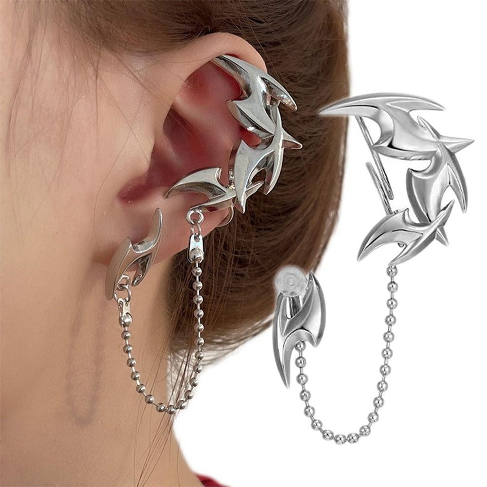 Hip Hop Gothic Punk Earrings Alloy Eardrop Fashion Cyberpunk Ear Clip Unisex