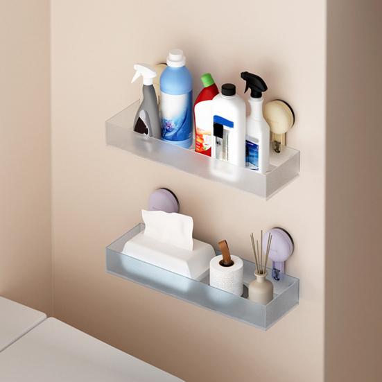 Полка для хранения в ванной, органайзер для душа на присосках, высокая грузоподъемность, простая установка, настенная плавающая полка