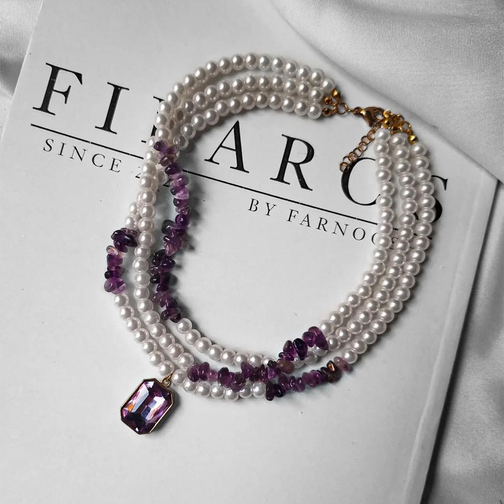 Light Luxury Artificial Pearl Pendant Necklace With Multilayer Design For Women