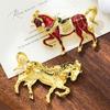 Vintage Enamel Alloy Galloping War Horse Zodiac Pony Brooch Pins Women Men Fashion Clothing Accessories Suit Lapel Corsage Gifts