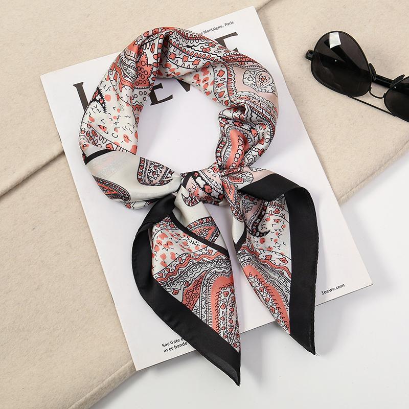 Luxury Women Silk Square Scarf Shawl Fashion Xiaoxiangfeng Print Design Satin Hijab Wraps Neckerchief Female Hair Bands 70*70CM