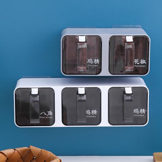 Настенные баночки для специй емкостью 300/600/900/1200 мл. Коробка-органайзер с ложкой. Экономия места на кухне. Товары для дома.