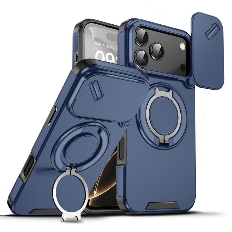 Cross Border Compatible IPhone 17 Promax Phone Case Lead Customer Push Window Magnetic Bracket Apple 16 Anti Drop Protective Cover