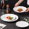 White Ceramic Western Food Steak Plate Flower Shape Dinner Plate Household Ceramic Stone Grain Breakfast Fruit Dessert Flat Dish
