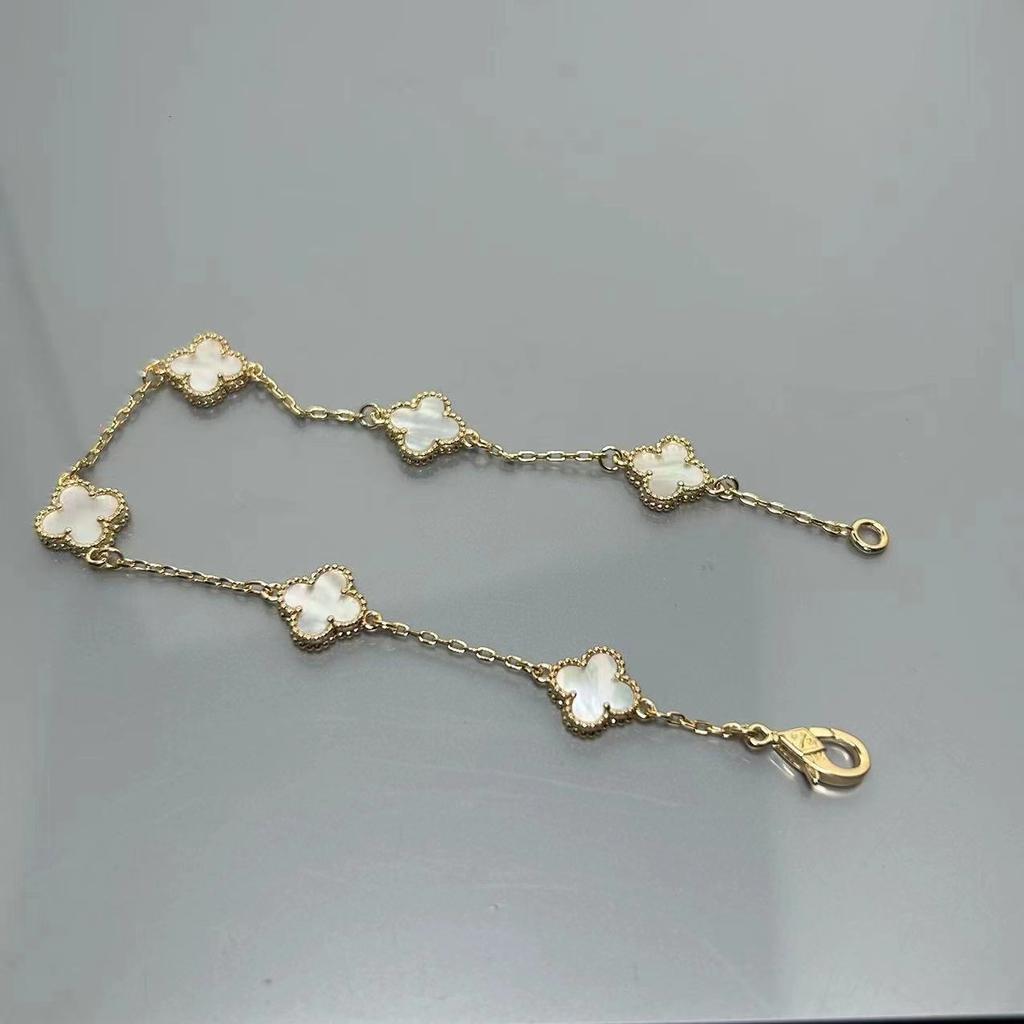 Высококачественный мини-браслет с четырёхлистным клевером из красного агата с шестью цветками, женский, знаменитость, элитный, женский браслет