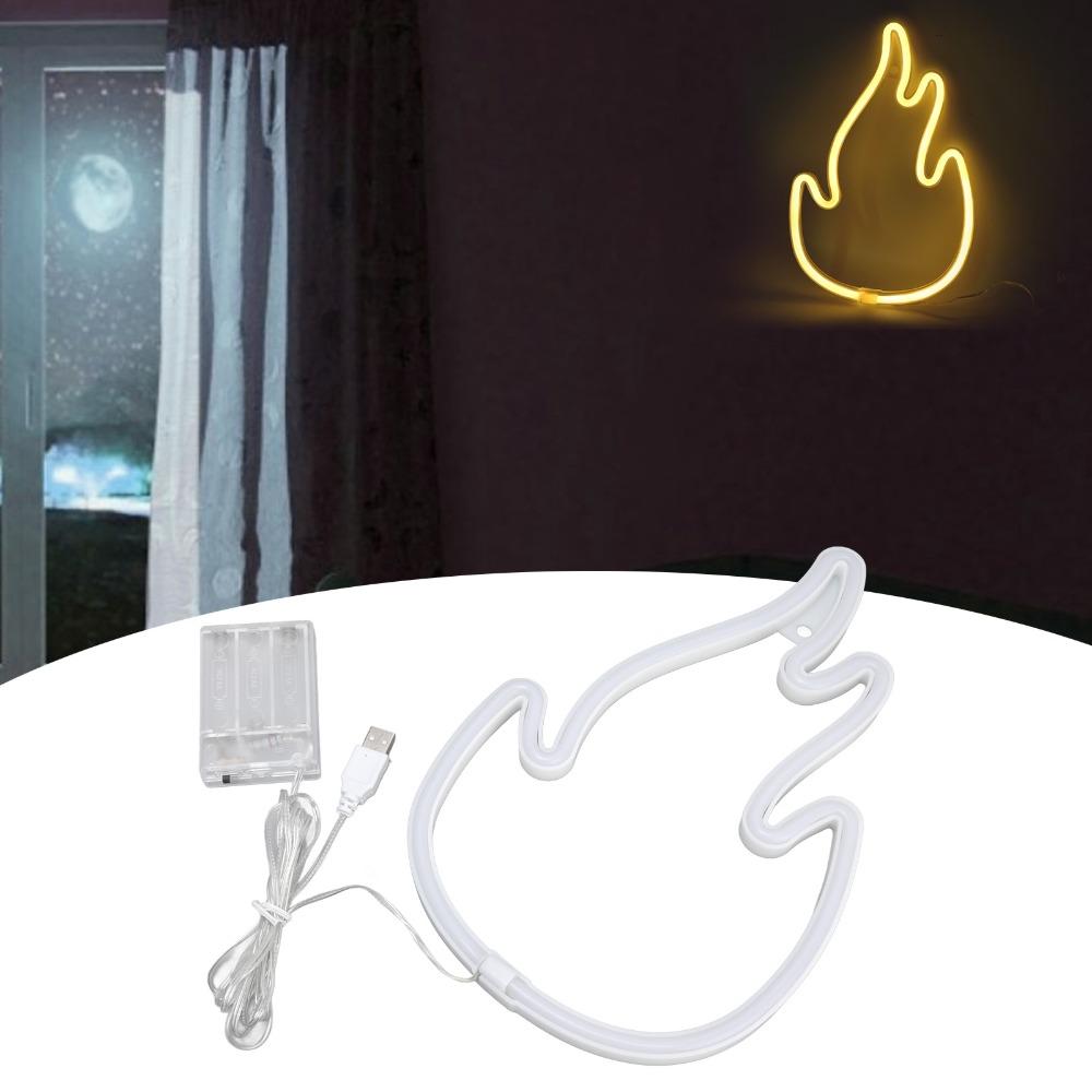 Современная неоновая вывеска Modern Flame 5V Подвесная светодиодная вывеска Питание от USB или батарей Неоновые огни для дома и офиса