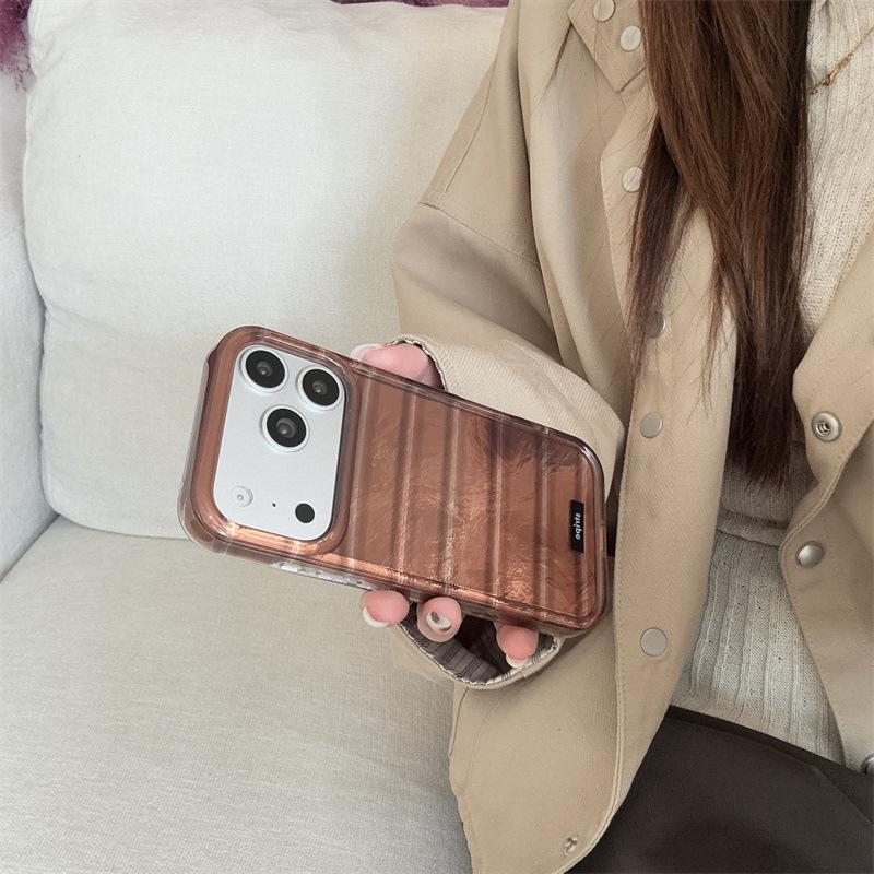 Японский и корейский 3D чехол-медведь в полоску для iPhone 17/16 Pro Max/15/14 - Новый дизайн для девушек