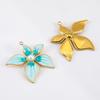 2pcs Stainless Steel Enamel Retro Irregular Petal Flower Earring Charm Gold Plated Pendant Base for DIY Necklace Jewelry Making