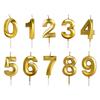 Gold Color Birthday Cake Candle Smokeless Not Toxic Wax Decorative Number Digits 0 To 9 For Celebration