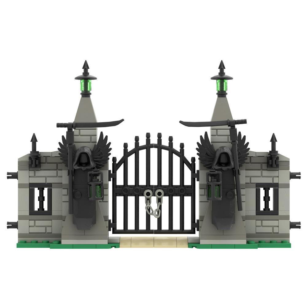 Hell's Gate Мелкие Частицы Строительный Блок Сцена Забор Пейзаж Хэллоуин Дом с Привидениями Модульный Орнамент