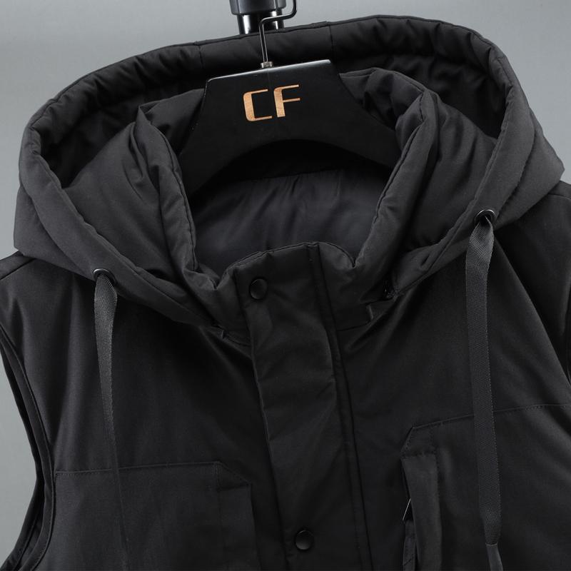 Плюс размер L-7XL зимняя мужская куртка без рукавов с капюшоном повседневный толстый теплый жилет для верхней одежды