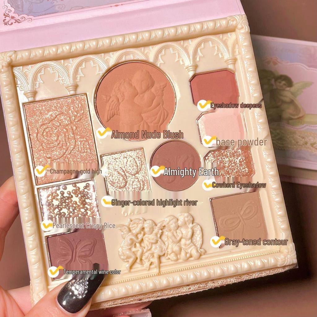 CALLCALLLING Angel Eyeshadow Palette: Embossed Glitter, Contour & Highlight Makeup.