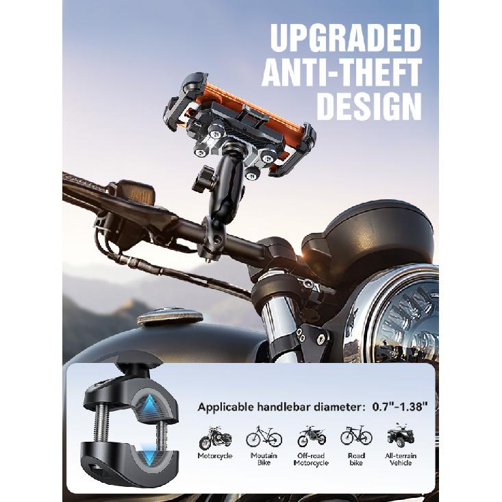 Joyroom Motorcycle Bike Phone Holder Mount with Vibration Dampener Universal Bike Phone Holder for Bicycle Scooter ATV/UTV 6