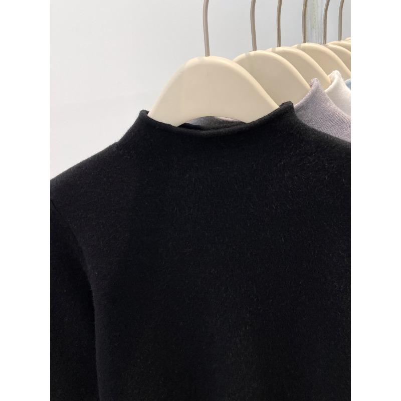 Осень и зима теплая флисовая базовая рубашка женская утолщенная с маленьким воротником-стойкой внутренняя кофта простая и универсальная вязаная кофта