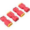 4-Pack XT60 Male To T-Plug Female Adapter | Quick Conversion | Lightweight | Compatible with LiPo Batteries, RC Cars, Audio Systems, Red