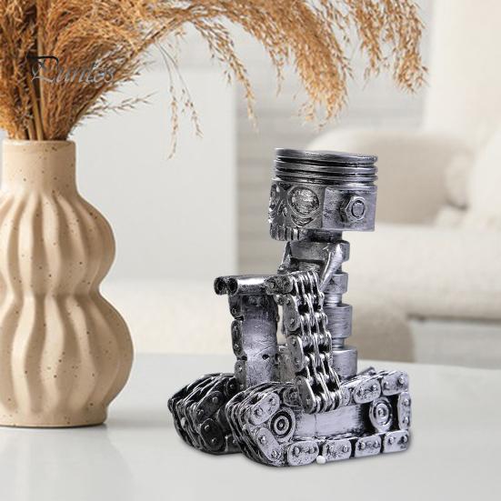 Резной поршень, череп, лицо, скульптура, резная шестерня, скелет, художественная статуэтка из смолы, украшение для домашнего офиса и стола для автолюбителей
