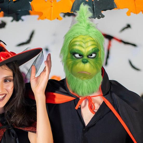 Рождественская подушка для лица, реалистичная латексная зеленая повязка на голову, костюм Санта-Клауса для косплея, аксессуары для рождественской вечеринки для взрослых и подростков