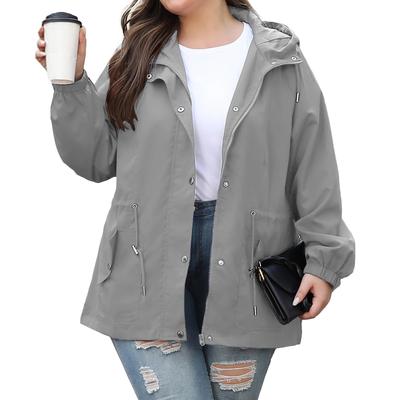 Женская мода больших размеров однотонная толстовка с капюшоном с длинными рукавами для улицы тонкая водонепроницаемая спортивная куртка для бега куртка-пулемет